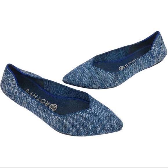 Rothy’s Marled Blue Pointed-Toe Flats - 7.5 - Picture 1 of 8